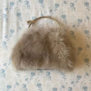 Chic Faux Fur Purse with Ball Clasp Fastening